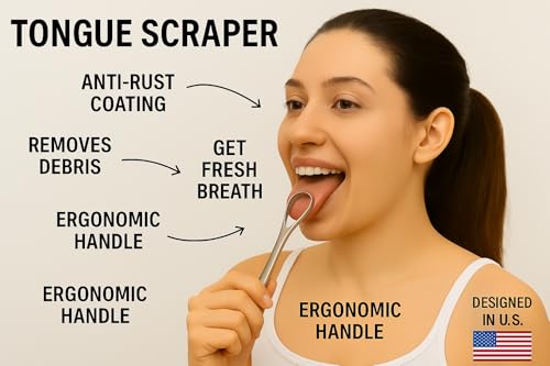 Orthomechanic Stainless Steel Tongue Scrapers Pack of 2 with Travel Cases