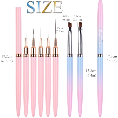 Ycyan 7-Piece Nail Art Brush Set - Liner and Clean Up Brushes