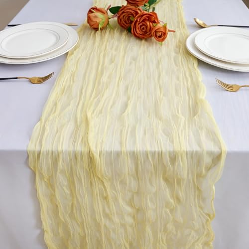 Yellow Cheesecloth Table Runner, 10ft Rustic Gauze Boho Table Decor