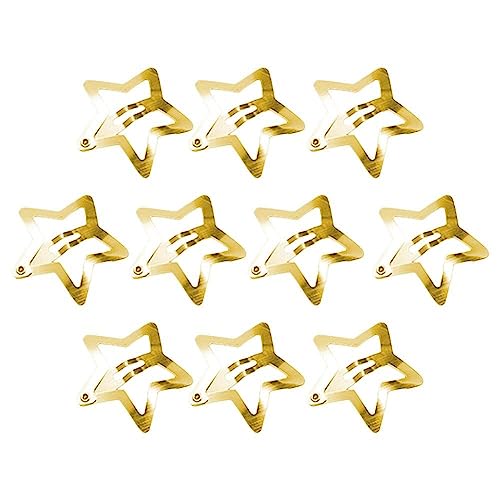Gold Star Hair Clips 10Pcs Metal Snap Barrettes and Side Clamps