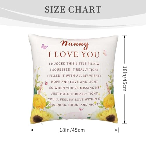 Best Nanny Ever Throw Pillow Cover, 18x18 Inch Decorative Gift for Grandma