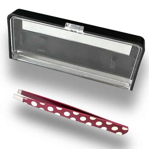 ALAZCO Slant Tip Tweezers Stainless Steel with Mirror Case