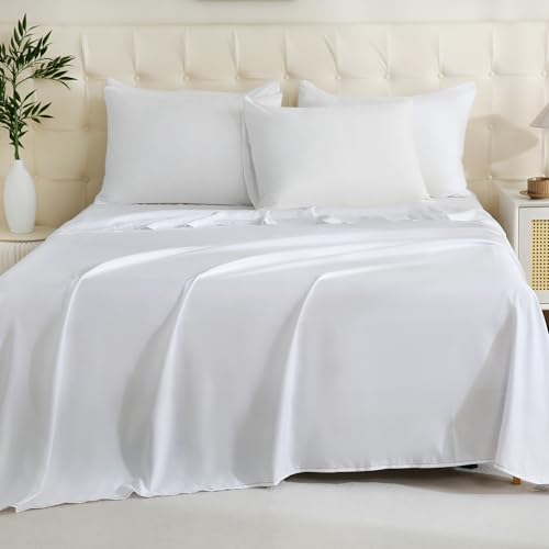 ZPECC Twin Flat Bed Sheet, Hypoallergenic Brushed Microfiber, White, 66"x96"