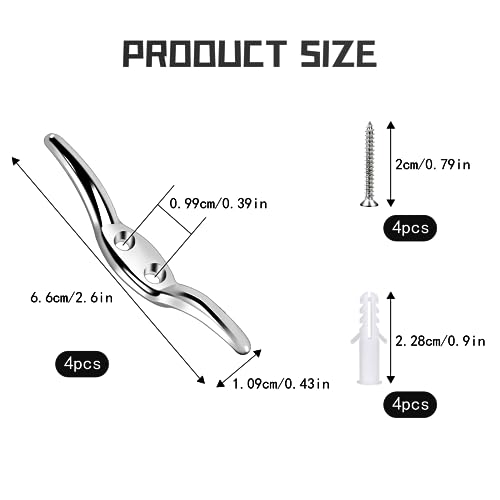 4 Pcs Zinc Alloy Blind Cord Cleats - Safety Curtain Rope Holders with Screws