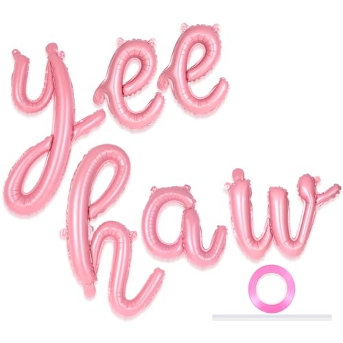 16 Inch Pink Yee Haw Foil Balloon Banner for Western Rodeo Parties