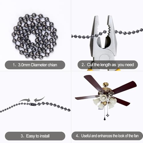 Ceiling Fan Pull Chain Extension Set - 2 Pack, 12 Inch Light & Fan Pulls