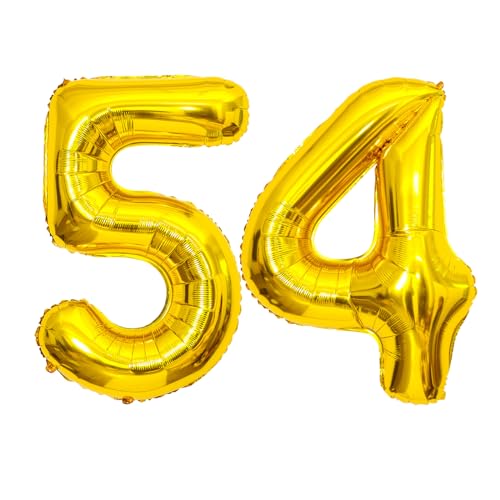 40 Inch Gold Number 54 Foil Balloon for 54th Birthday Party and Anniversary