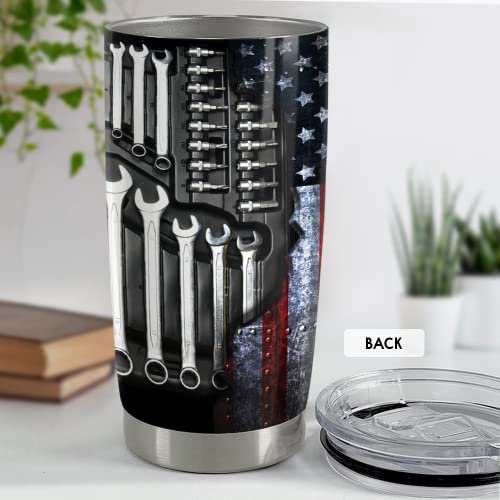 Mechanic Tumbler with Lid - 20oz Insulated Travel Mug Gift for Dad