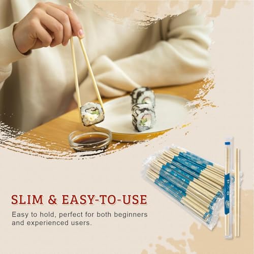 52USA Individually Wrapped Disposable Bamboo Chopsticks, 9-Inch (100 Pairs)