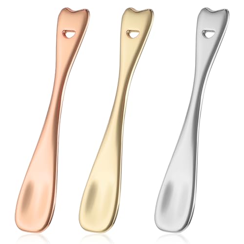 Sibba Metal Cosmetic Spatula Set 3 PCS Mini Makeup Scoop for Cream