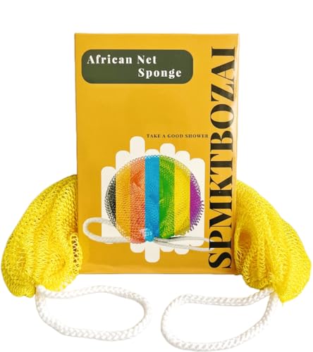 Authentic African Exfoliating Net Sponge - Yellow Shower Bath Body Scrubber