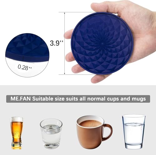 YUGUARD Black Silicone Coasters 6 Pack with Holders Non-Slip Drink Mats