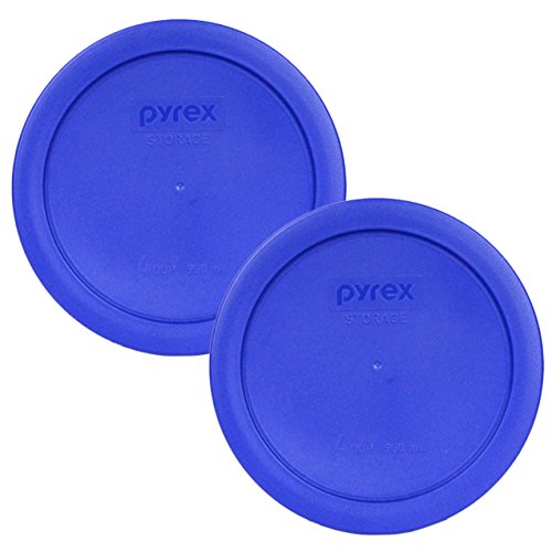 Pyrex 7201-PC 4-Cup Round Plastic Lids (2 Pack) - BPA-Free, Dishwasher Safe