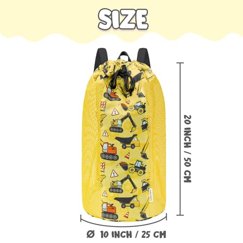 Truck Mesh Beach Bag for Kids - Large Drawstring Tote for Toys