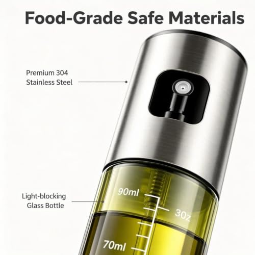 Eavkoar Olive Oil Sprayer - 100ml Light-Blocking Glass for Air Fryers & BBQ