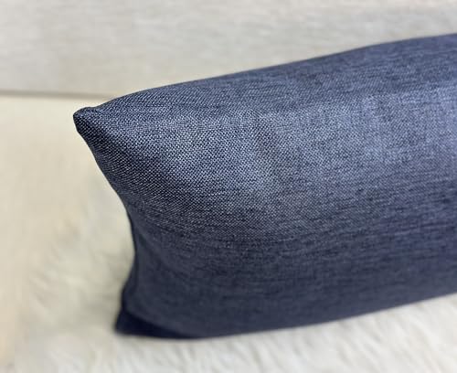 Vintage Faux Linen Lumbar Pillow Cover, 14x26 Inch, Navy