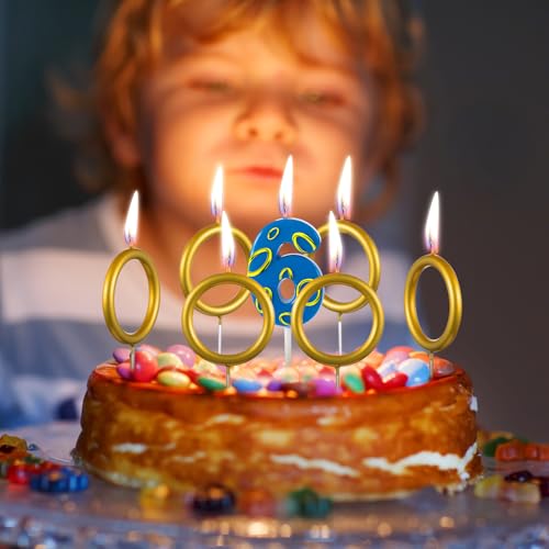 Conelist Gold Ring Birthday Candle Number 6 - 7 Piece Set
