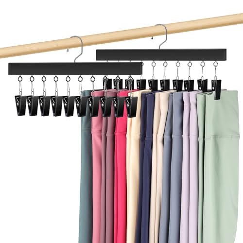 DRAXZOR Wooden Legging Hanger, 2 Pack - Space Saving Closet Organizer, Black