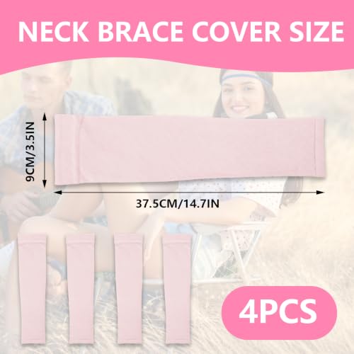 4 Pcs Breathable Cervical Neck Brace Covers - Soft Pink Support Sleeves