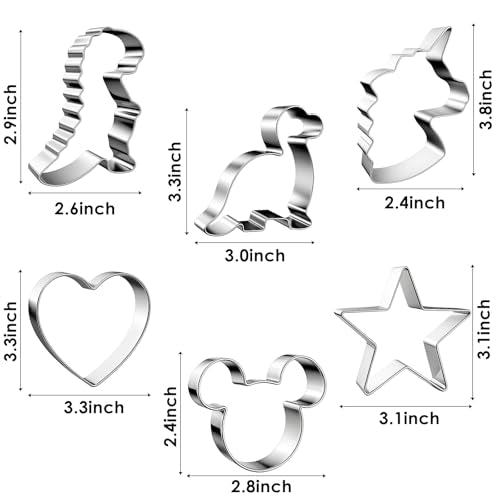 Mickey Unicorn Dinosaur Cookie Cutter Set - Stainless Steel Baking Molds