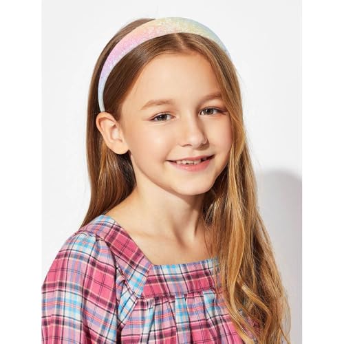 Tihebax Glitter Headbands for Girls Women Sparkly Hair Hoops Set
