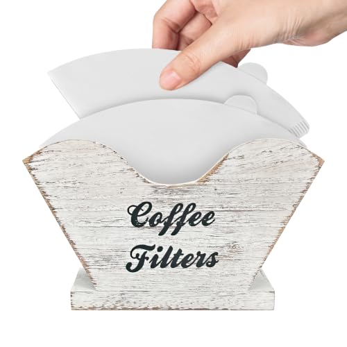 Rustic Wood #4 Coffee Filter Holder - Farmhouse Countertop Organizer