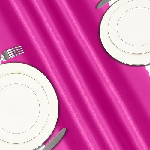 VACVELT Hot Pink Satin Table Runner 12x72 Inch 2 Pack Scalloped Edge