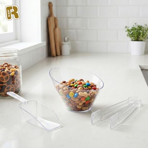 12-Pack Clear Serving Tongs and Plastic Scoops for Candy Buffets