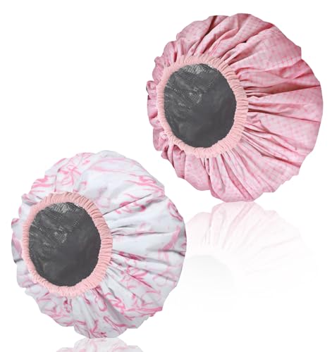 Deep Conditioning Hair Cap 2-Piece Set - Waterproof Double Layer Shower Cap