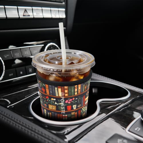 Poveste Reusable Neoprene Iced Coffee Sleeve - Flower Power, Large 32oz