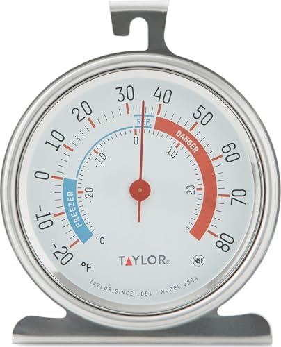 Taylor 5924 Large Dial Refrigerator & Freezer Thermometer - 1 Pack