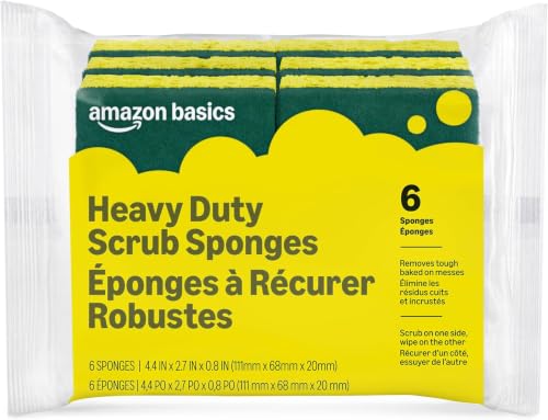 Amazon Basics Heavy Duty Scrub Sponges, Dual-Sided Kitchen Scourers, 36-Pack