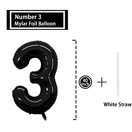 Black 40 Inch Number 3 Foil Balloon Jumbo Birthday Party Decoration