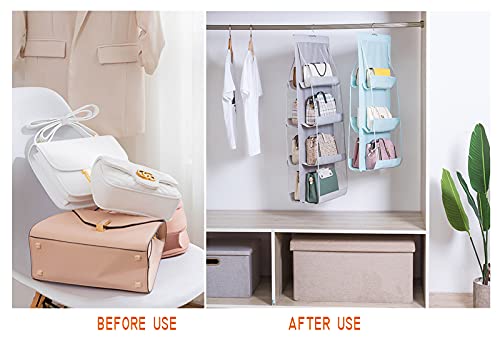 Hanging Purse Organizer Closet Storage with Clear PVC Pockets, 2 Pack