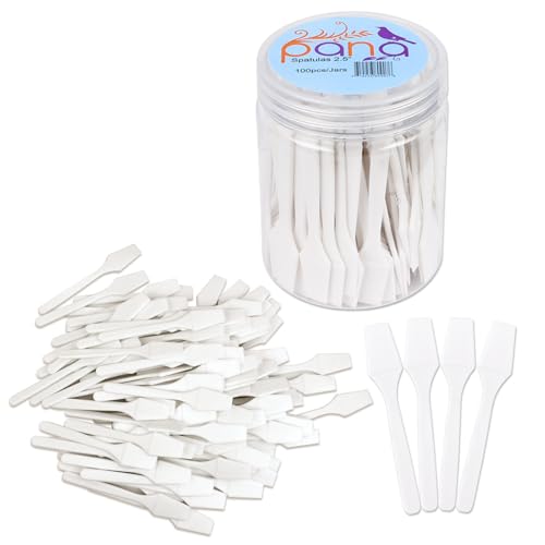 PANA 100pcs Disposable Plastic Cosmetic Spatulas 2.5 Inch White Cream Applicator