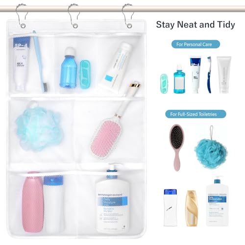 F-color White 7-Pocket Mesh Shower Caddy - Hanging Organizer for Cruise