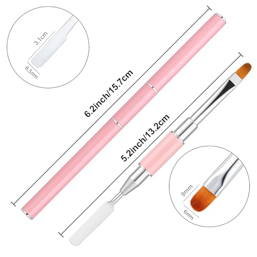 Dual-Ended Nail Art Brush and Spatula Set - 2Pcs Poly Gel Manicure Tools