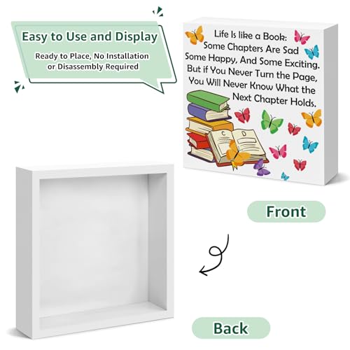 Inspirational Wooden Box Sign for Book Lovers - 5x5 Décor