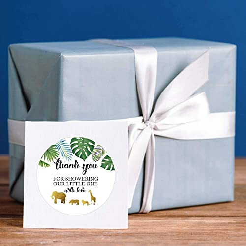 Gold Jungle Safari Baby Shower Thank You Stickers - 50 Pack