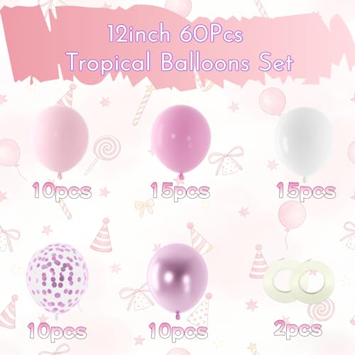 60-Piece Pink and White Latex Balloon Set for Parties