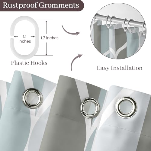 Gelbchu Geometric Shower Curtain, Grey Water-Repellent Fabric, 72x72 Inch
