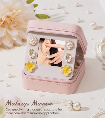 Personalized Mini Travel Jewelry Box with Initial Zipper