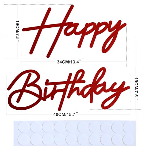 Red Happy Birthday Felt Sign - Reusable Wall Backdrop Banner Decor