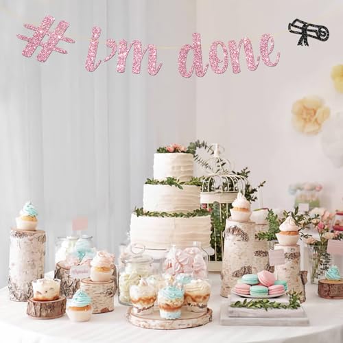 I'm Done Graduation Banner - Pink Glitter Party Decor