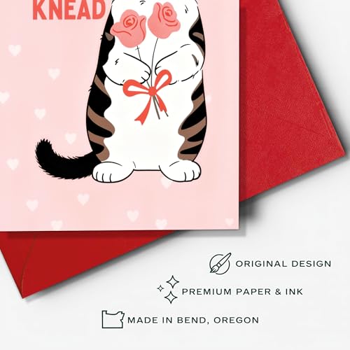 Funny Cat Valentine Card - You're All I Knead Bakery Pun