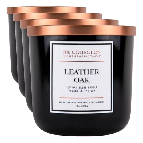 Chesapeake Bay Candle Leather Oak 2-Wick Soy Candle 12oz - Pack of 4