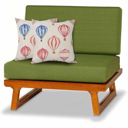 Mugod Watercolor Hot Air Balloon Throw Pillow Cover, 18x18 Inch Linen