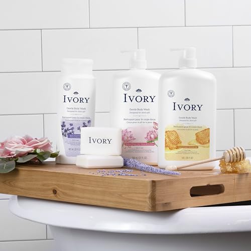 Ivory Gentle Bath Bar Soap, 99.44% Pure Formula, 4.0 oz, 4 Count