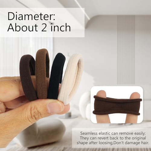 Black Hair Ties 60 Pcs, 2 Inch Seamless No-Damage Elastic Hair Bands