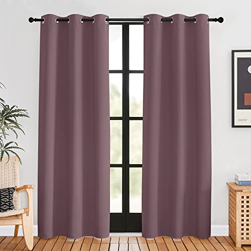 NICETOWN Blackout Curtains for Bedroom 42x80 Dry Rose Set of 2 - Thermal Insulated Drapes with Grommet Top